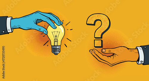Problem solving conceptual illustration depicting idea generation process