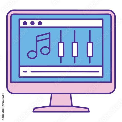 Computer monitor displaying music production software interface with audio sliders and notes
