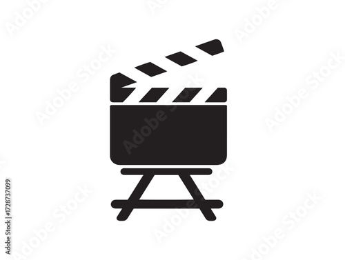 Stylish Cinema Movie Icon Design in Bold Silhouette Vector Illustration Artwork