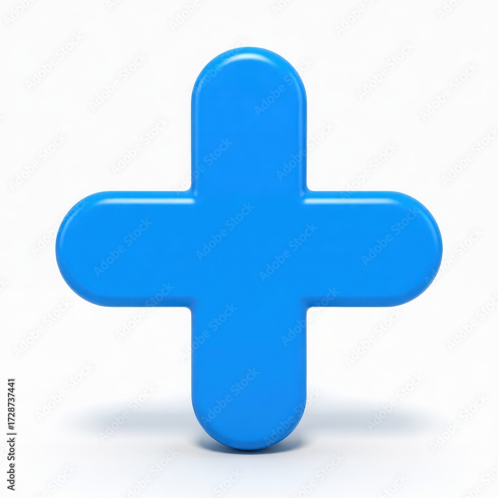 Fototapeta premium Enhancing digital creativity with a blue plus icon in a modern workspace environment