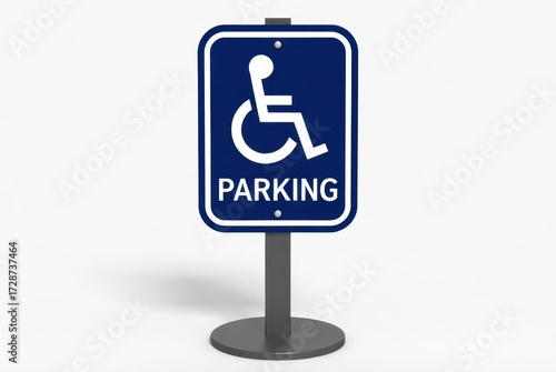 Accessible parking sign indicating designation urban area image type clean background front view accessibility awareness