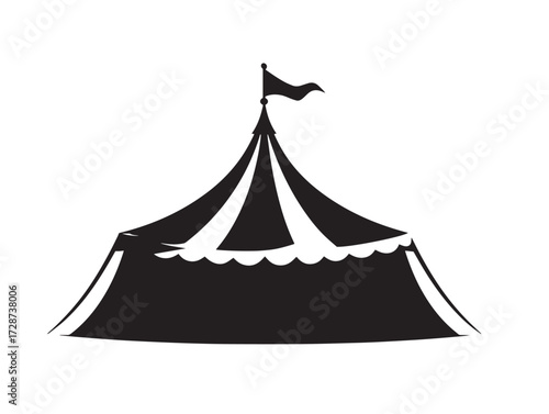 Circus Carnival Entertainment Fun Icon in Stylish Silhouette Vector Illustration