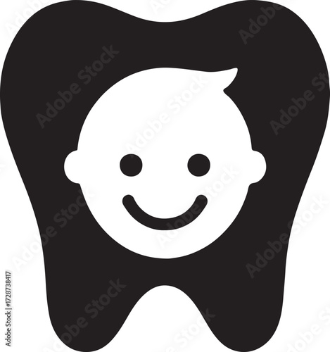 Silhouette vector of a pediatric dentistry symbol for kids dental care, clinic, oral health, and hygiene.