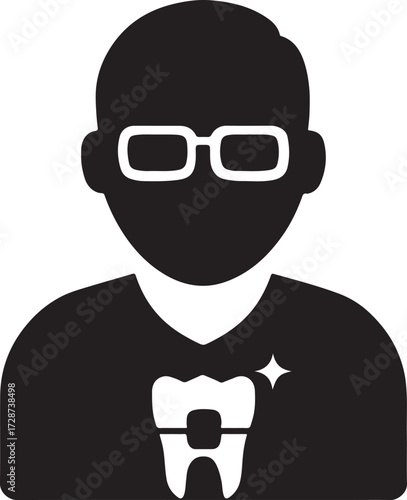 Silhouette vector of a prosthodontist icon for dental specialist, tooth restoration, implant, and oral care.