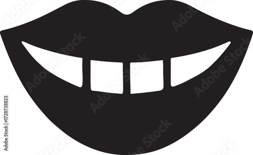 Silhouette vector of a lips smile icon for dental, oral health, beauty, clinic, and hygiene design.