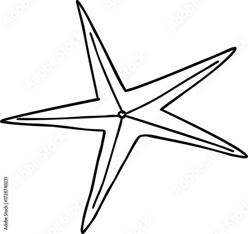 A blackandwhite line drawing of a fivepointed star