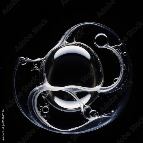 abstract close up oil water bubbles drops macro clear liquid black background