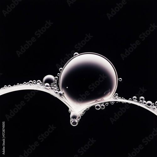 abstract close up oil water bubbles drops macro clear liquid black background