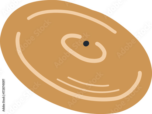A brown disc with light brown concentric lines and a dark circle at the center