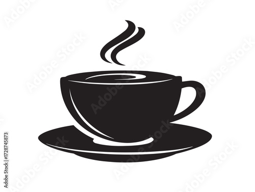 Stylish Coffee Mug Relaxing Symbol in Bold Silhouette Vector Illustration Artwork