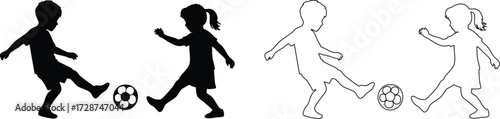 Children Silhouettes .Profile and people silhouette collection. User profile symbol. Group of people or group of users collection. Perfect can use in demographic, social media, and team