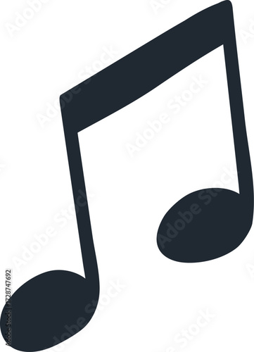 A dark blue eighth note rests on a white background