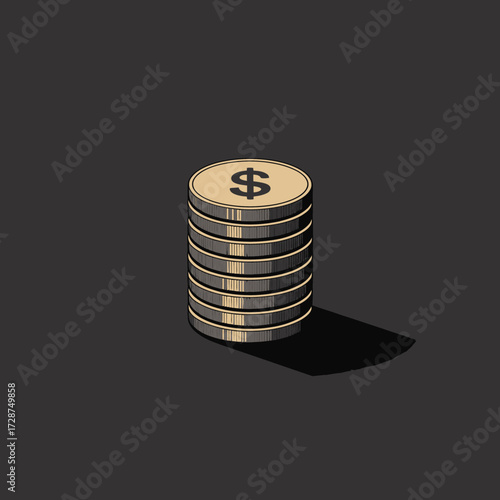 dollar and coins