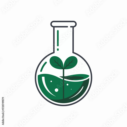 flask with green leaf