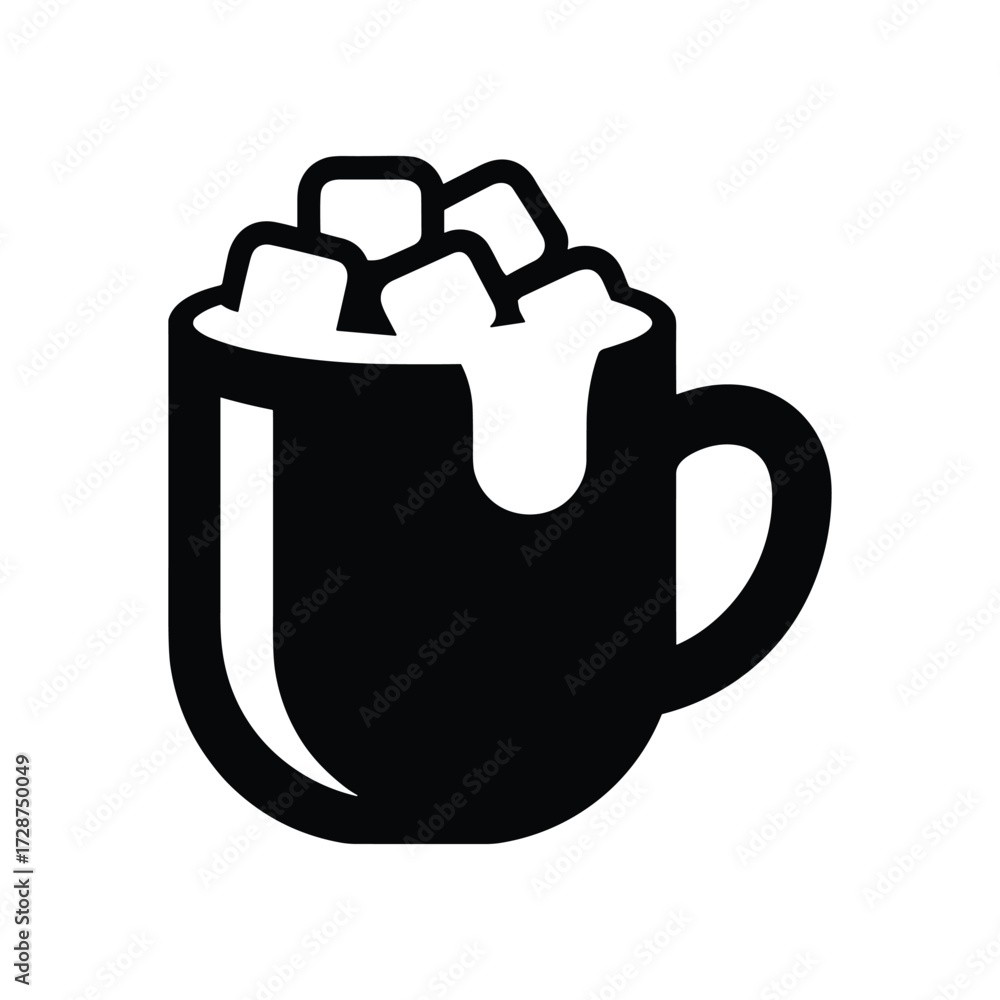 Obraz premium Simple icon of a mug filled with marshmallows and creamy topping