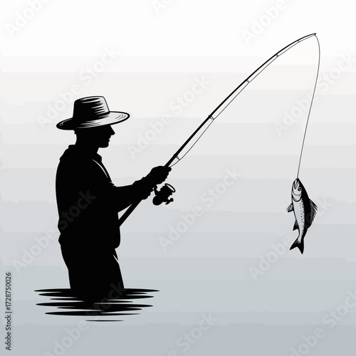 fisherman with fishing rod