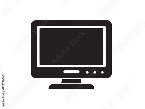 Minimalist flat computer silhouette icon vector illustration