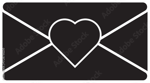 Minimalist love letter envelope icon with a heart seal