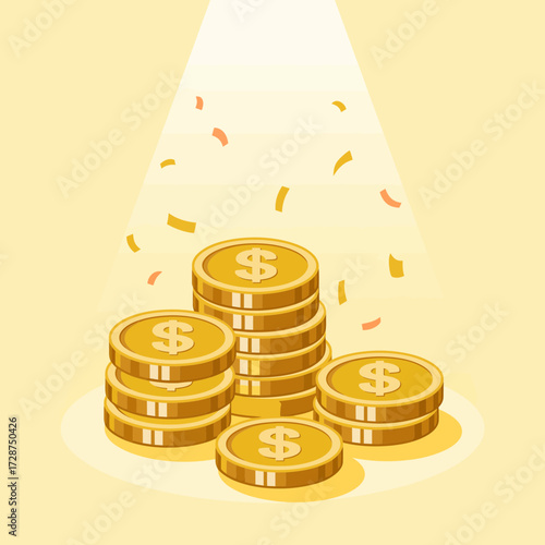 gold coins and dollar sign