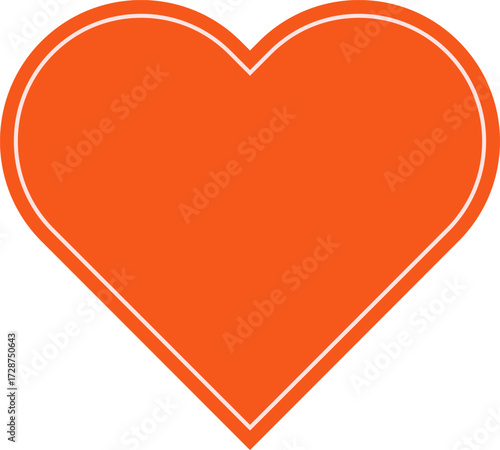 A large orange heart with a white outline