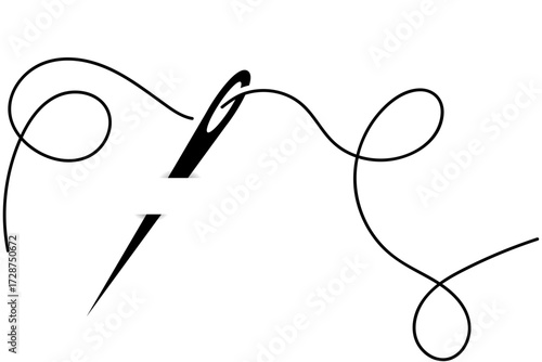 Sewing Needle Threaded  Minimalist Graphic Design Icon