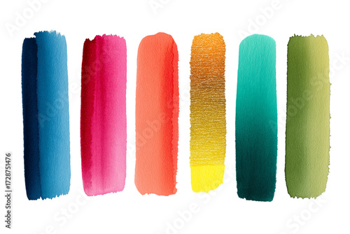 Colorful paint strokes in vibrant hues for artistic backgrounds  