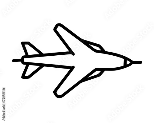 Outline of an airplane in minimalist style on white background  