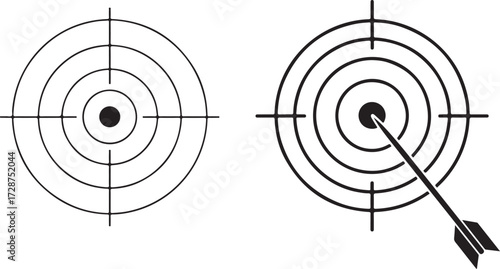 Target Bullseye Graphics with Arrow Hitting Center