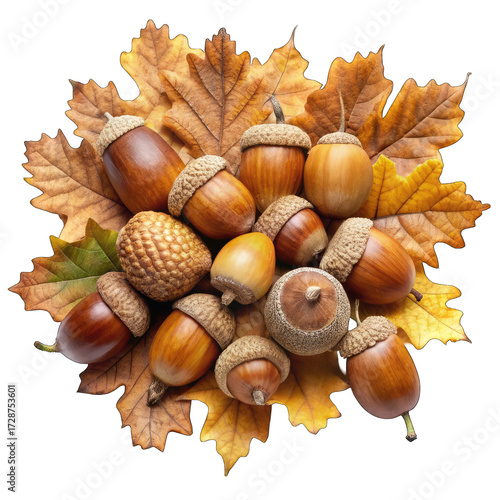 acorns and leaves