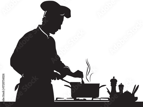 Creative cooking kitchen silhouette vector illustration design