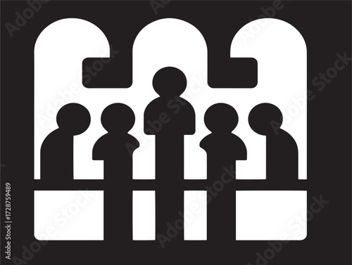 Stylish coworking office space vector icon illustration