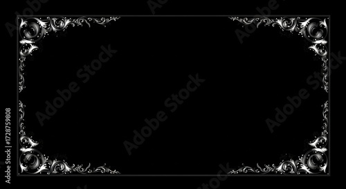 Elegant silver floral frame with ornate details, perfect for invitations, announcements, or adding a touch of classic luxury to your designs