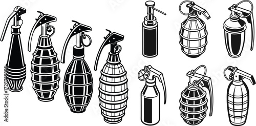 Black Line Molotov Cocktail Icons Set including Flat Fire Bottle Explosive and Weapon Symbol Collection with Minimal Molotov Icon Group for UI Web Protest Danger Attack and Warfare Design Projects