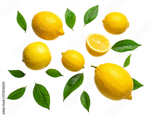 Wallpaper Mural Fresh lemons and leaves arranged artistically (1) Torontodigital.ca