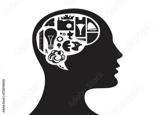 Flat silhouette vector of creative process stylish design