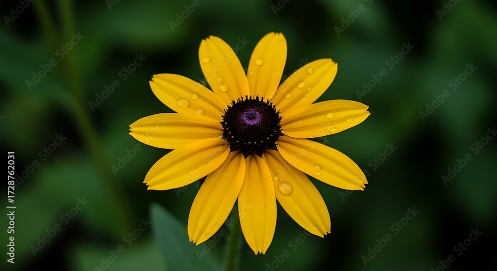 Obraz premium Yellow flower with water drops