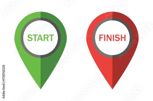 Start and Finish Location Pins on a Map, Green Pin for Start and Red Pin for Finish Free Download Start and Finish Location Pins on a Map, Green Pin for Start and Red Pin for Finish - GFXLoad