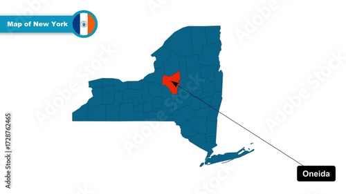 Oneida Map Video, New York map, Political Map of New York, New York USA, with all states, national flag and borders, travel, education, geography, and global studies.