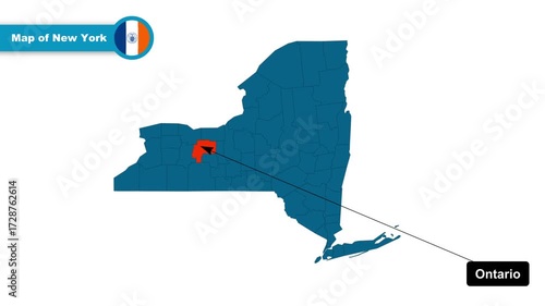 Ontario Map Video, New York map, Political Map of New York, New York USA, with all states, national flag and borders, travel, education, geography, and global studies.