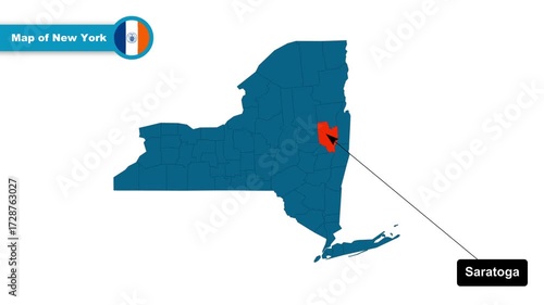 Saratoga Map Video, New York map, Political Map of New York, New York USA, with all states, national flag and borders, travel, education, geography, and global studies.