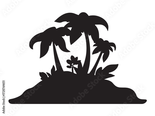 Lonely desert island silhouette design in vector style