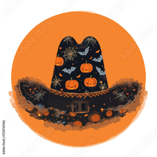 Halloween themed hat illustration 