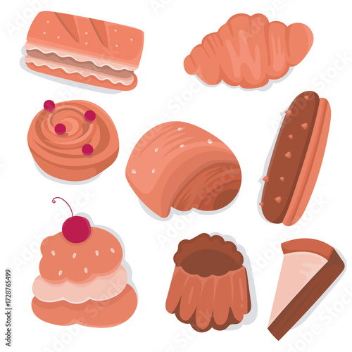 set of different cakes
