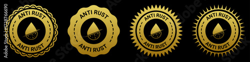 Gold Anti Rust Protection Badge Logo Set