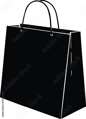 shopping bag vector, retail carrier silhouette
