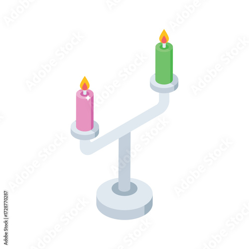 Handy isometric style icon of elegant candle stand