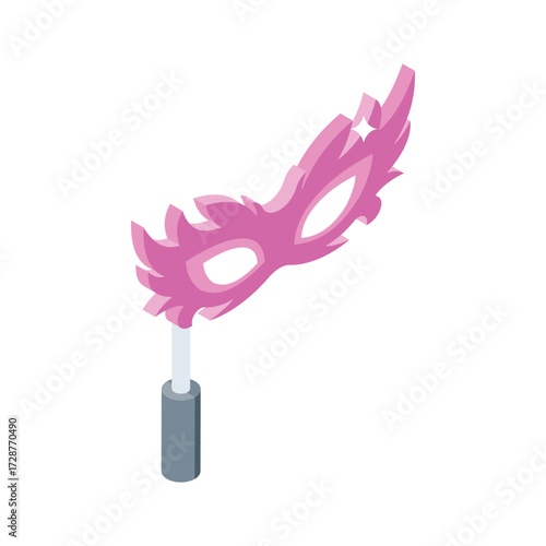 Modern isometric icon of colorful masquerade face mask