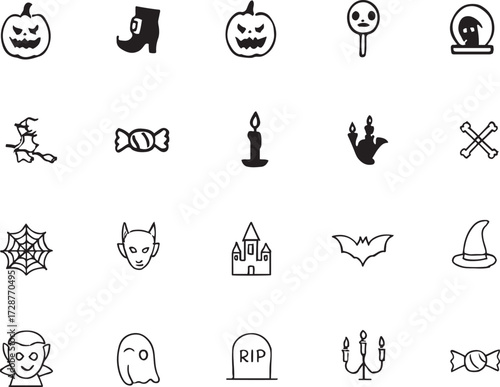 Halloween Editable vector Line Icon set