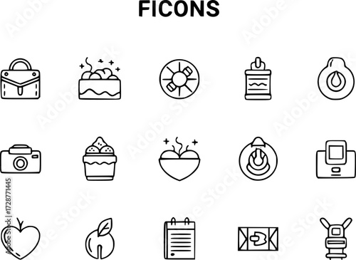 Family structures icon set: minimalist line art of generations and connections
