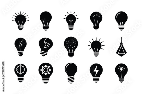 set of vector icons of light bulbs